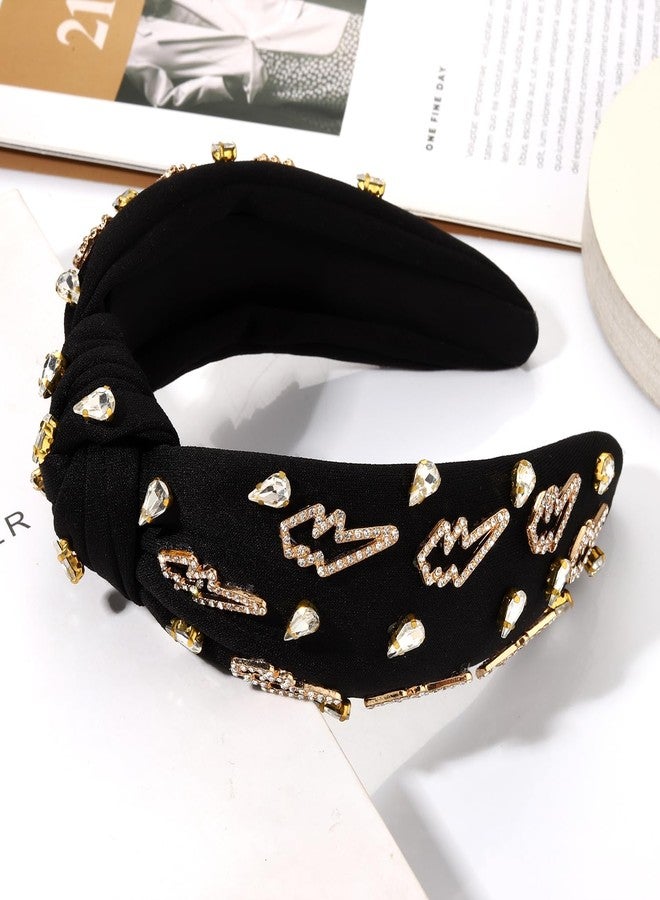 YAHPERN Lightning Bolt Headbands for Women Halloween Headbands Embellished Rhinestone Crystal Knotted Headband Halloween Outfits Accessories Party Favors Gifts - Image 2